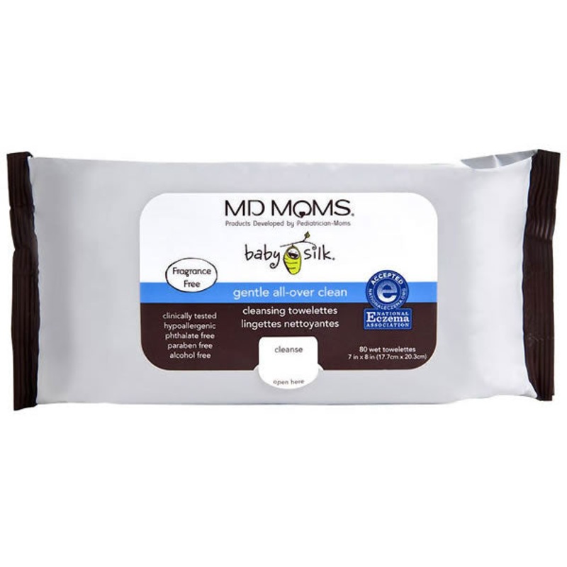 MD Moms Gentle All-Over Clean Cleansing Towlettes, Fragrance-Free, 80 ct
