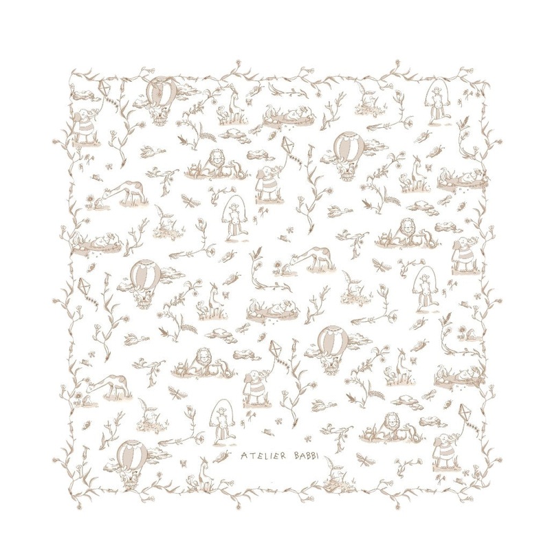 Double Layer Blanket Toile De Jouy Beige