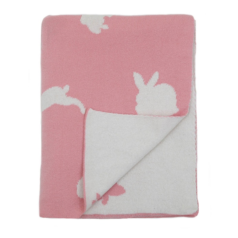 Knitted Blanket Bunny Pink Natural