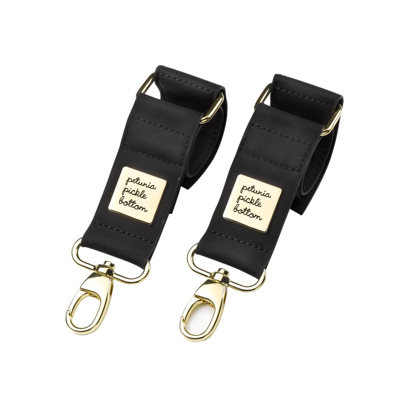 Petunia Pickle Bottom Valet Stroller Clip  Black Matte Leatherette/Gold