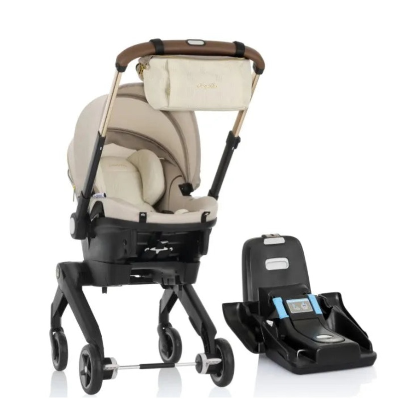 Shyft DualRide Infant Car Seat Stroller Combo with Green & Gentle Fabric – Champagne