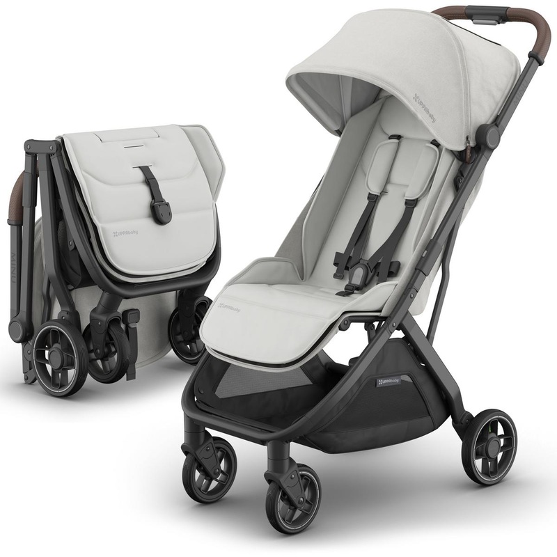 UPPAbaby OPEN BOX Minu V3 Compact Stroller – Savannah (Pearl Gray Melange / Carbon Frame / Chestnut Leather)