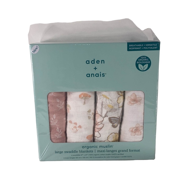 Aden + Anais Swaddle Organic Muslin 4 Pack Earthly 47″ x 47″