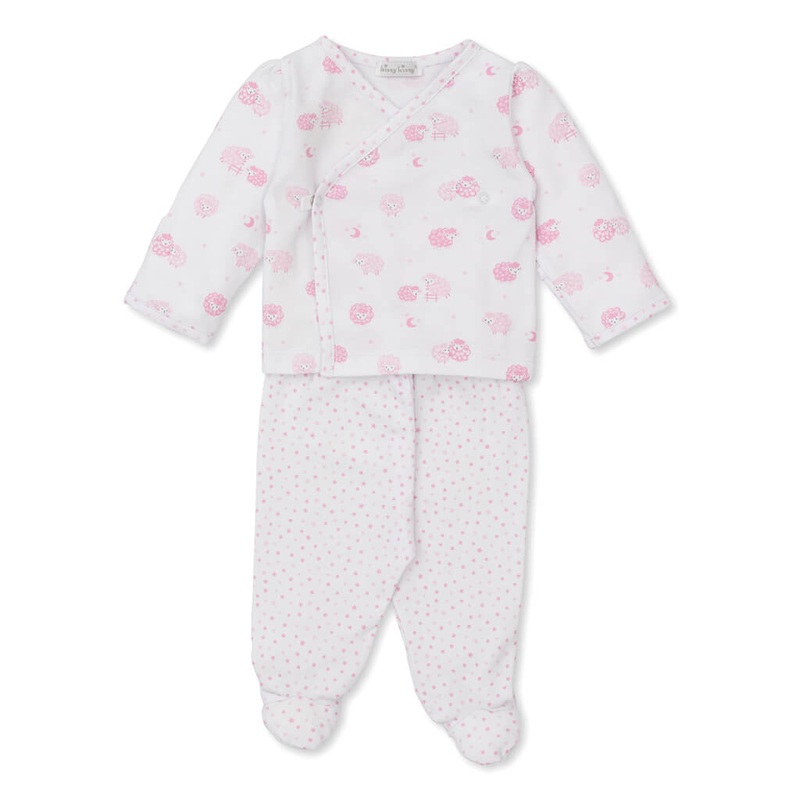 Footed Pants Set Baa Baa Baby Sheep Pink 0-3M