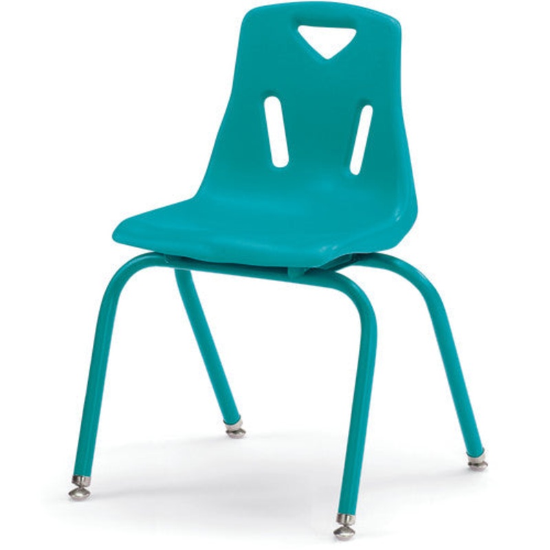Berries Stacking Chair with Powder-Coated Legs – 16″ Ht – Teal