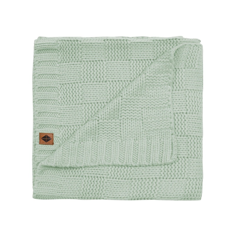 Chunky Knit Basket Weave Baby Blanket in Thyme