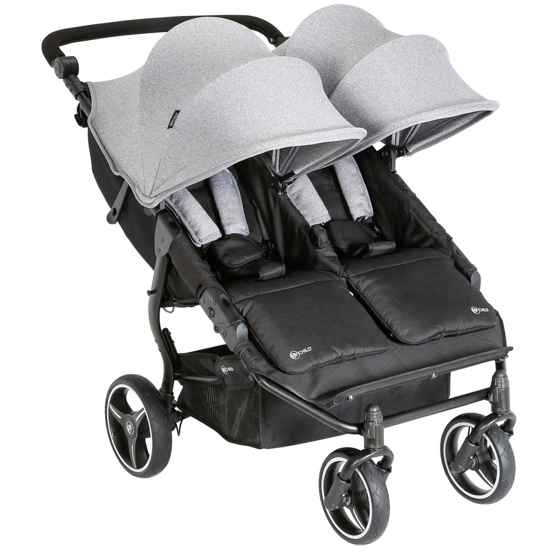 My Child Easy Twin Double Stroller – Grey