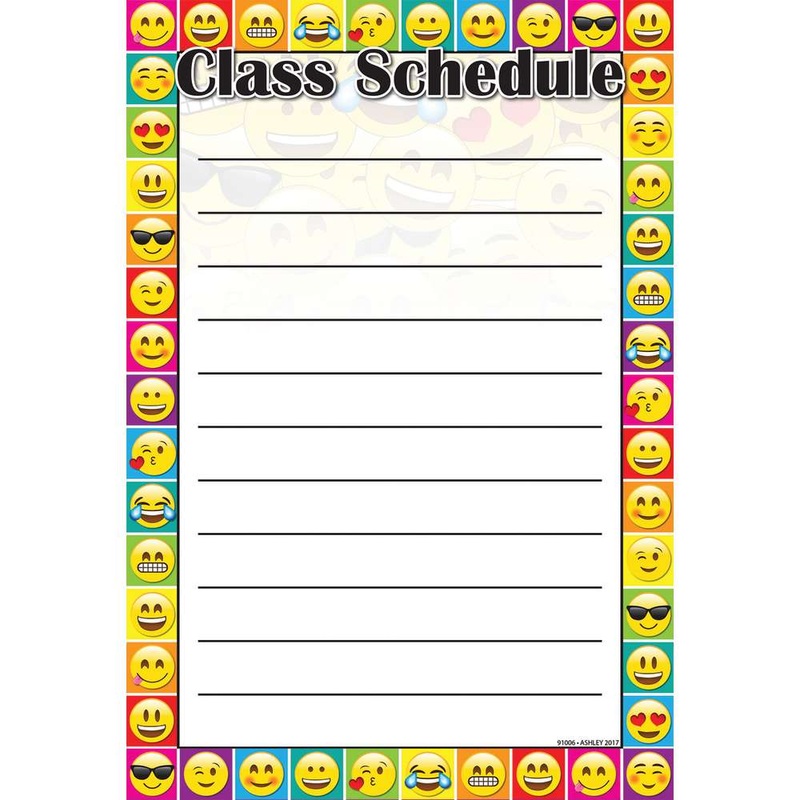 Smart Poly Chart 13″X19″, Emoji Class Schedule*Grommett