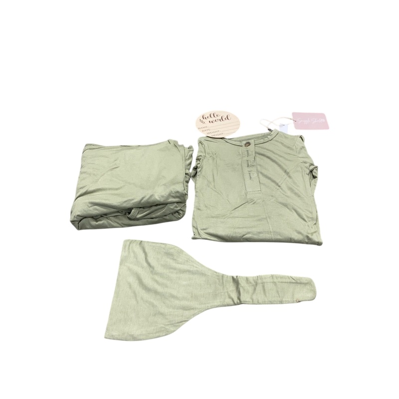 Snuggle Shield LUXE Bamboo Newborn Gown Set, Moss Green