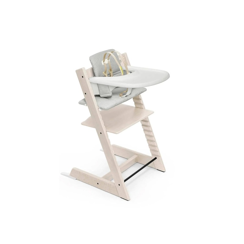 Tripp Trapp High Chair with Tray – Whitewash and Nordic Gray (See Description)