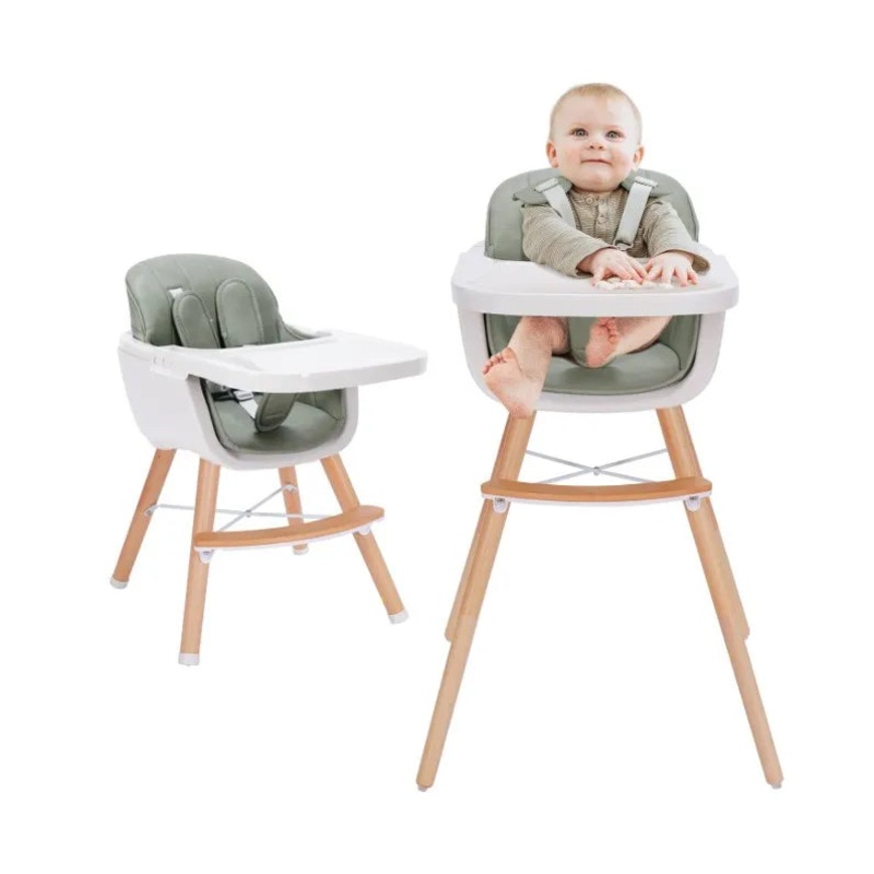 3-in-1 Convertible Wooden High Chair – Green