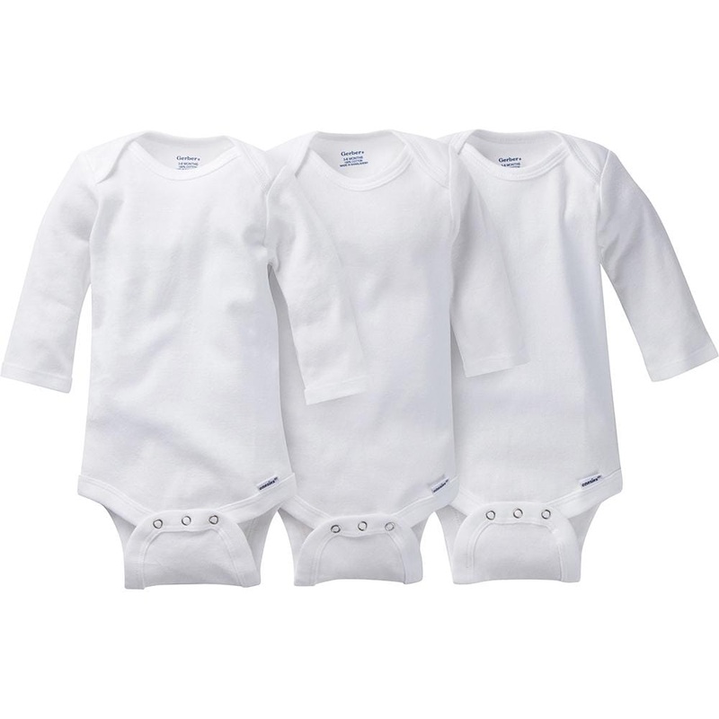 3-Pack White Long Sleeve Onesies Bodysuits