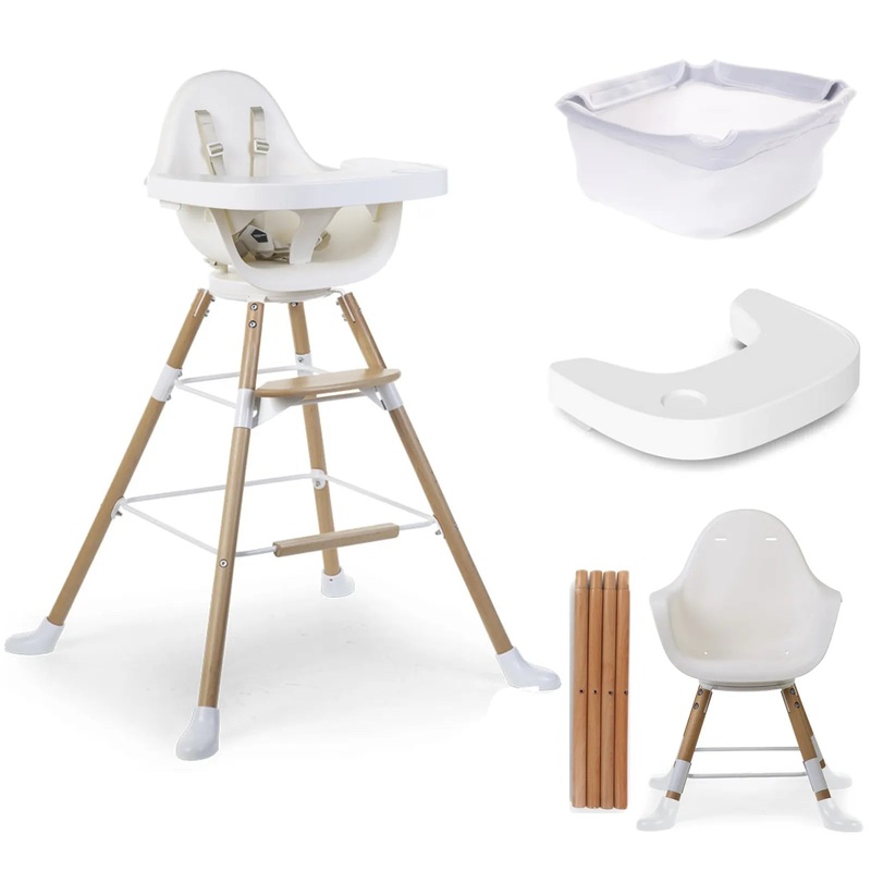 Childhome Evolu ONE.80 High Chair + Cushion – Light Grey Bundle