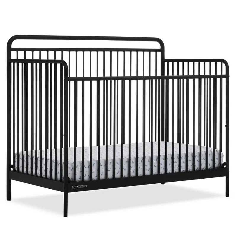 Delta Children Hayden 5-in-1 Convertible Metal Crib – Matte Black