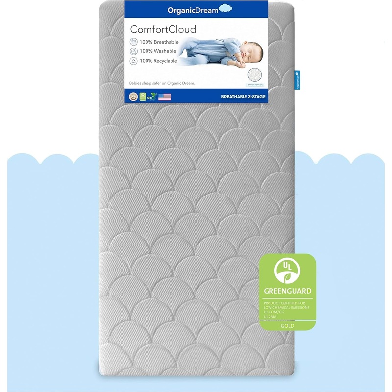 Organic Dream ComfortCloud 2-Stage Crib Mattress, Grey