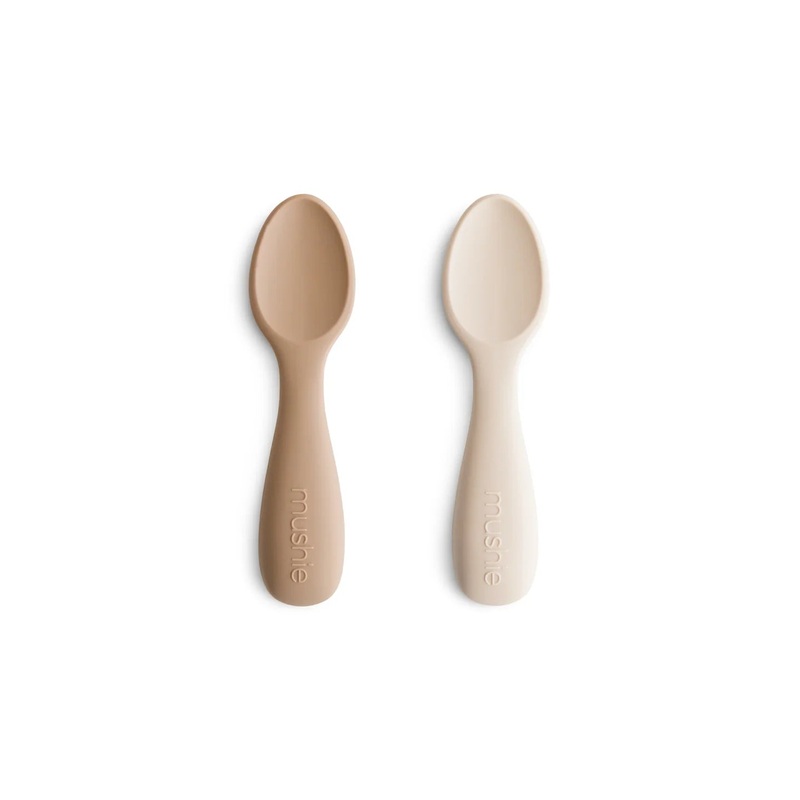 Silicone Toddler Starter Spoons 2-Pack – Natural + Shifting Sand