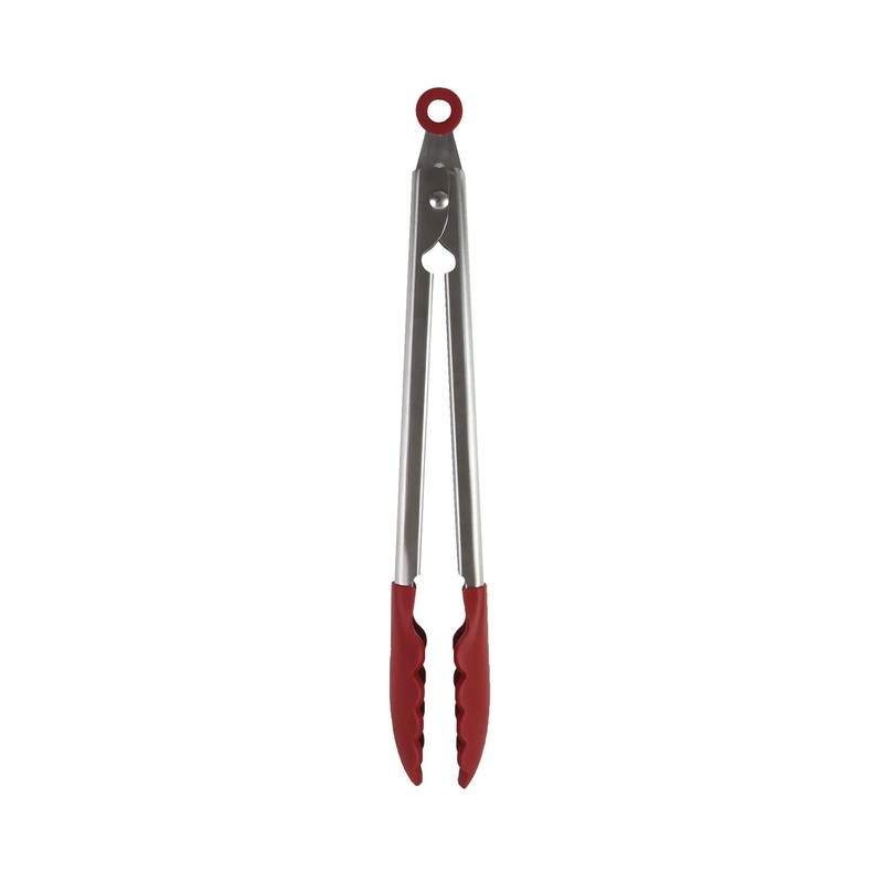 Stainless Steel with Silicone Tipped Tongs Red