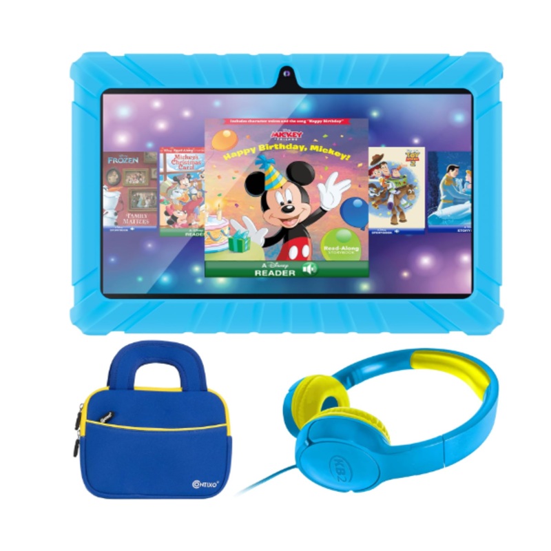 Contixo Kids 7 inch Kids Learning Tablet Bundle, Blue