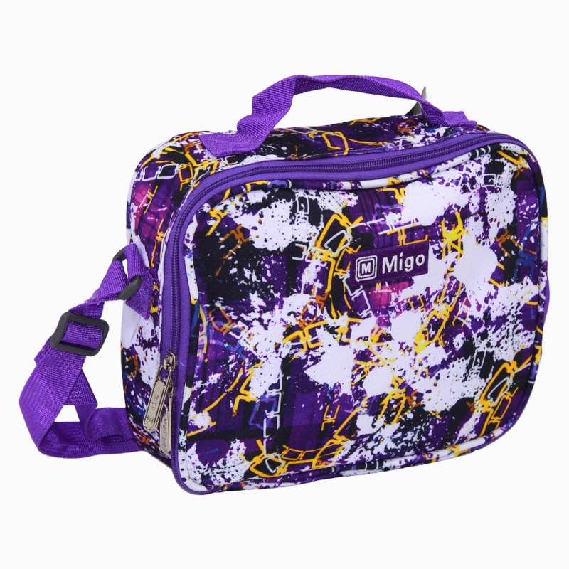 Fabric Lunch Bag – White & Purple