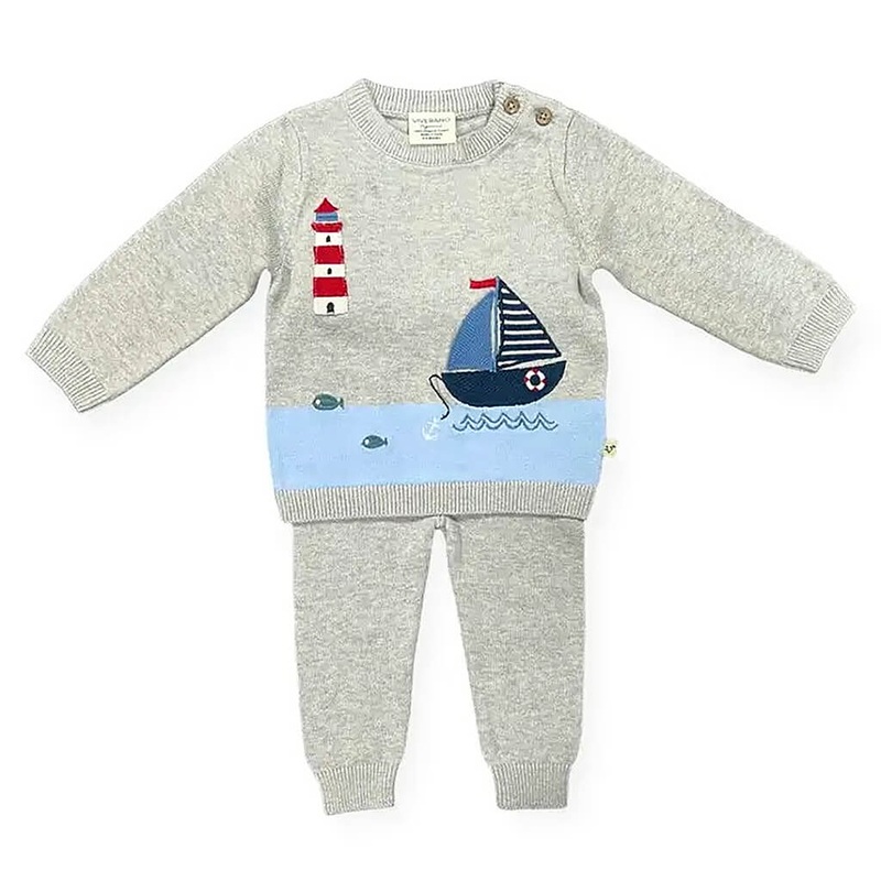 Lighthouse and Boat Knit Sweater and Pants Set