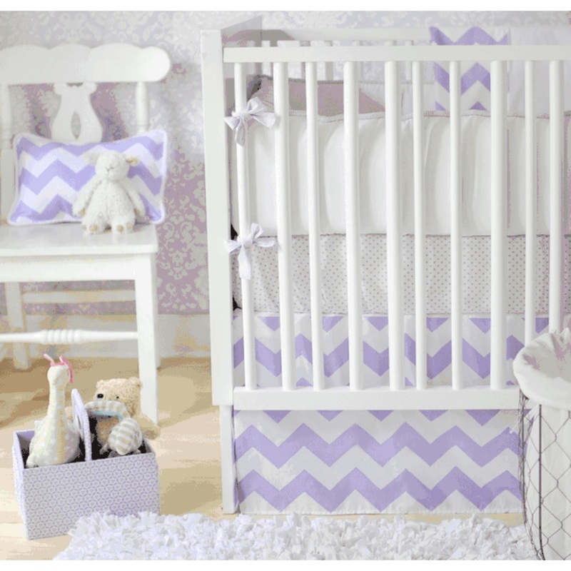 New Arrivals Zig Zag Lavender 4 Piece Baby Crib Bedding Set