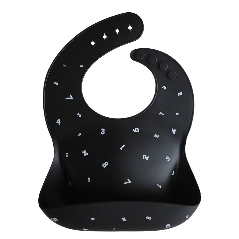 Silicone Baby Bib – Numbers Black