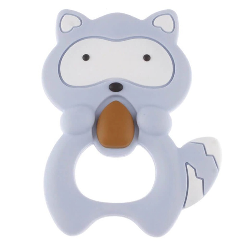 Silicone Teether Raccoon Grey