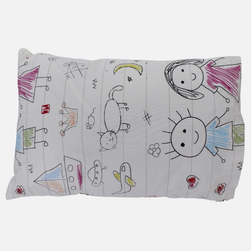 Unisex Baby Pillow with Pillowcase  Cotton  Off-White Boy & Girl Print