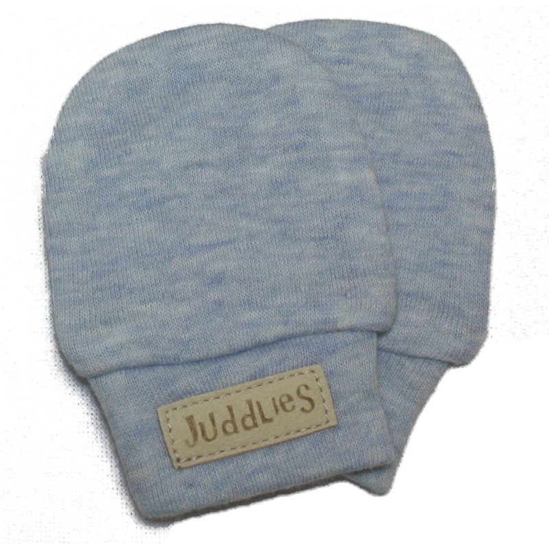 Cotton Scratch Mitts Blue Fleck