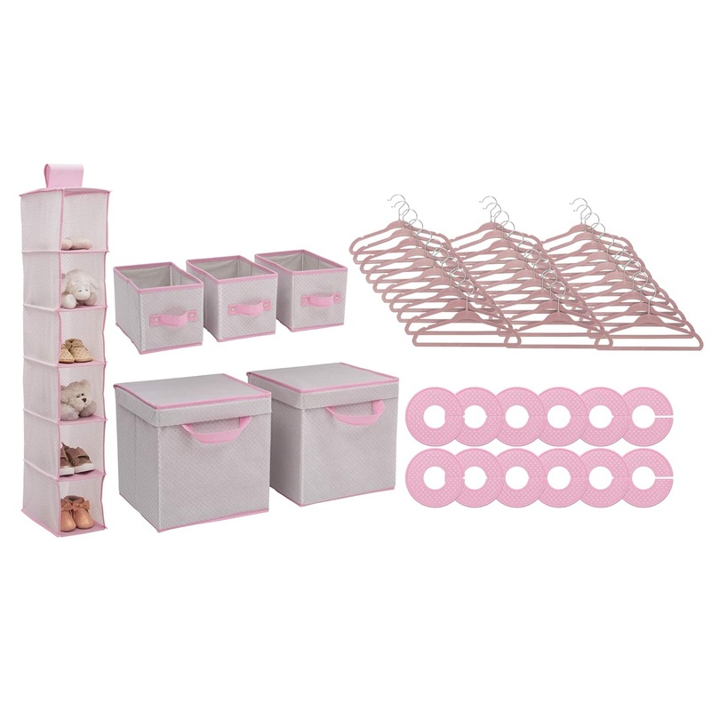 Delta Children 48-Piece Nursery Storage Set, Infinity Pink