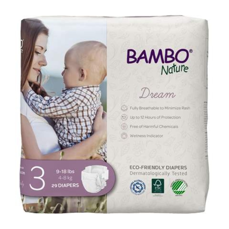 DREAM Eco-Friendly Disposable Diapers – Size 3 – 9-18 lbs (29ct)