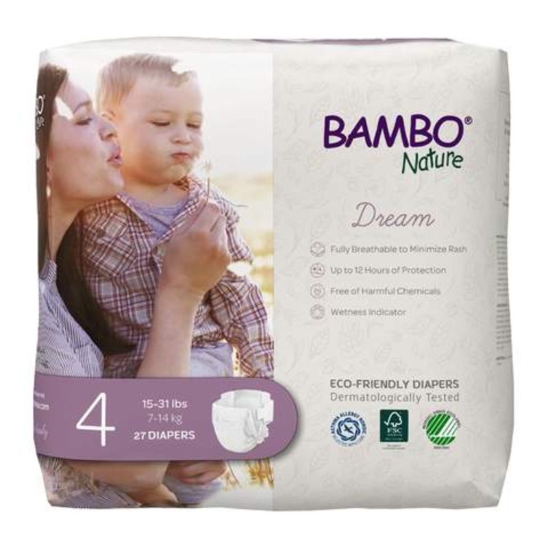 DREAM Eco-Friendly Disposable Diapers – Size 4 – 15-31 lbs (27ct)