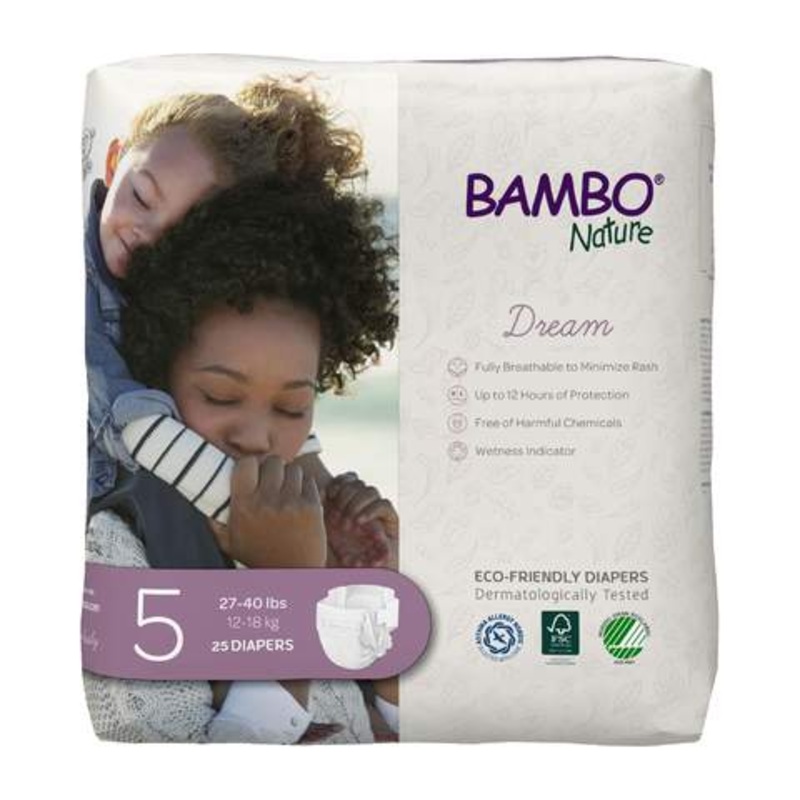DREAM Eco-Friendly Disposable Diapers – Size 5 – 27-40 lbs (25ct)