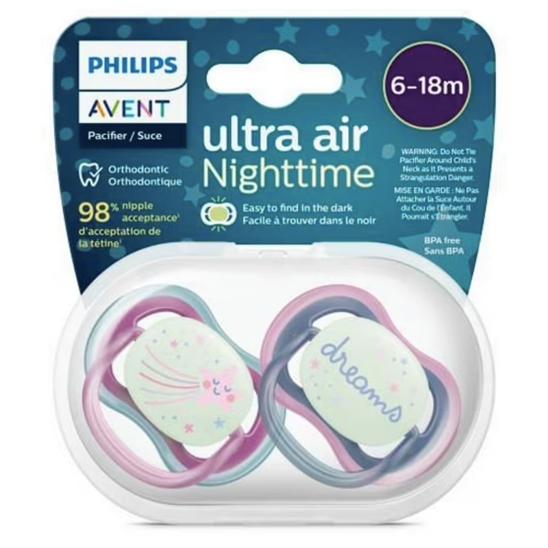 Ultra Air Nighttime Pacifier – 6-18mo (2pk) – Stars + Dreams