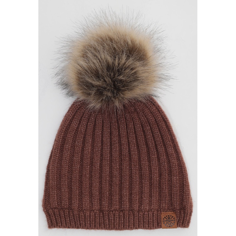 Cashmere Touch Pompom Toque – Caramel 9-24 mo