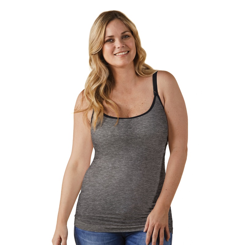 Classic Nursing Cami with Shelf Bra – Charcoal Heather S