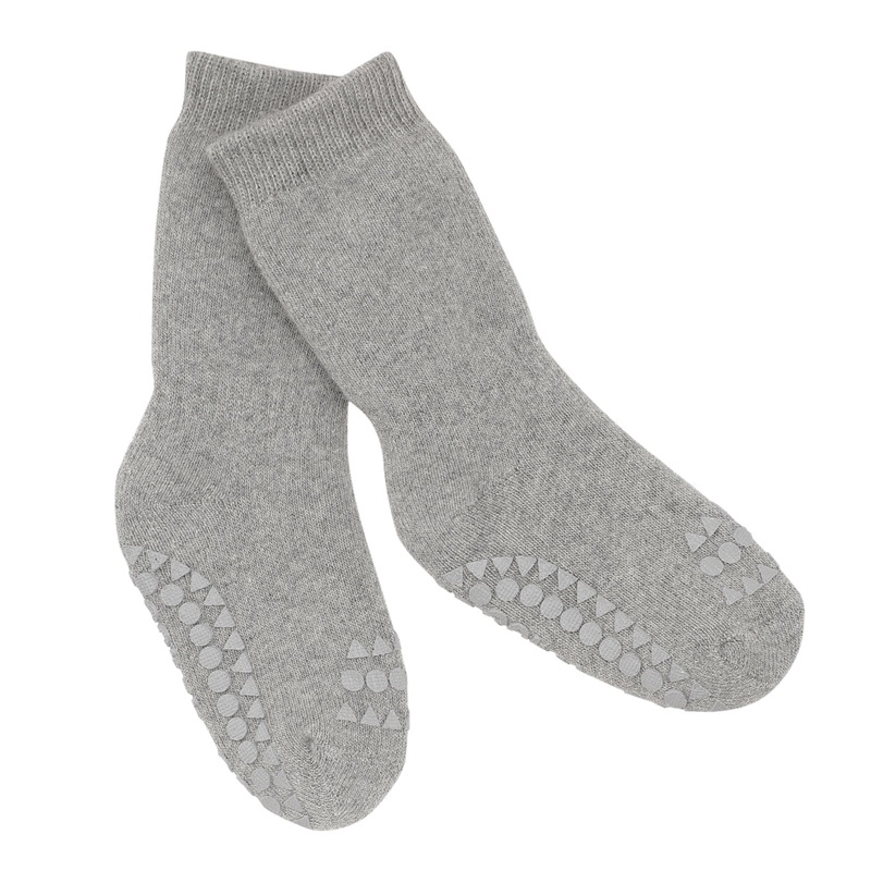 Anti-Slip Organic Cotton Socks – Grey Melange 0-6mo
