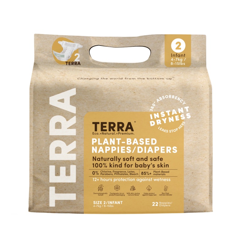 Eco-Friendly Plant-Based Disposable Diapers – Size 2 – 8-15lbs (22ct)