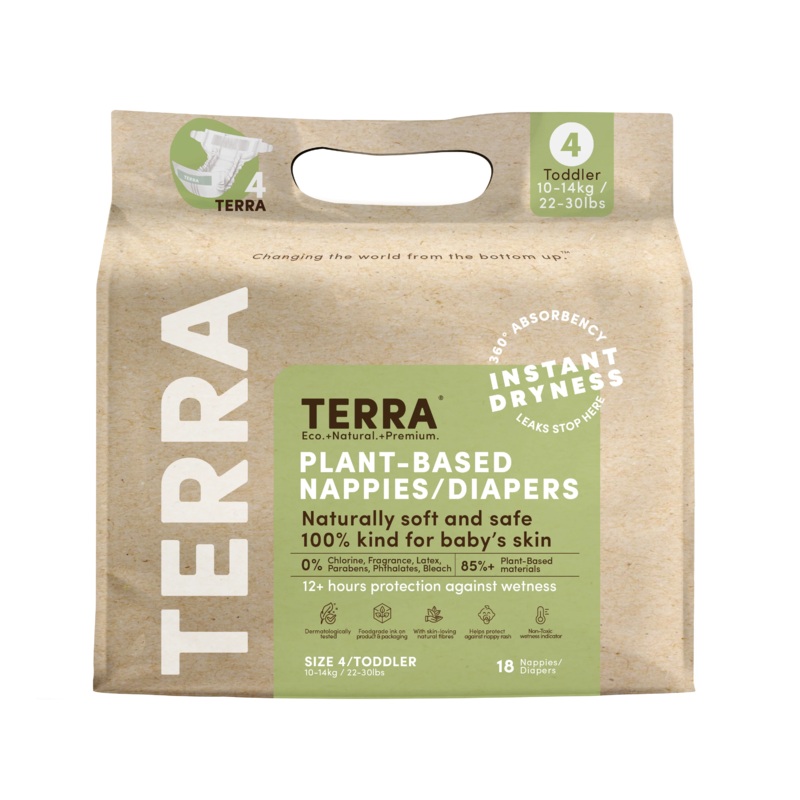 Eco-Friendly Plant-Based Disposable Diapers – Size 4 – 22-30lbs (18ct)
