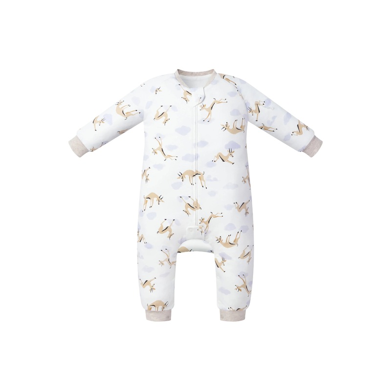 Organic Cotton Long Sleeve Footed Sleep Bag (1.0 tog) – Gazelle Sky 18-24mo
