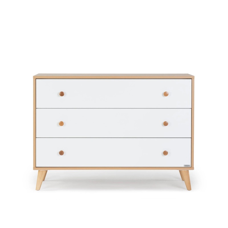 Austin 3-Drawer Dresser – White/Red Oak