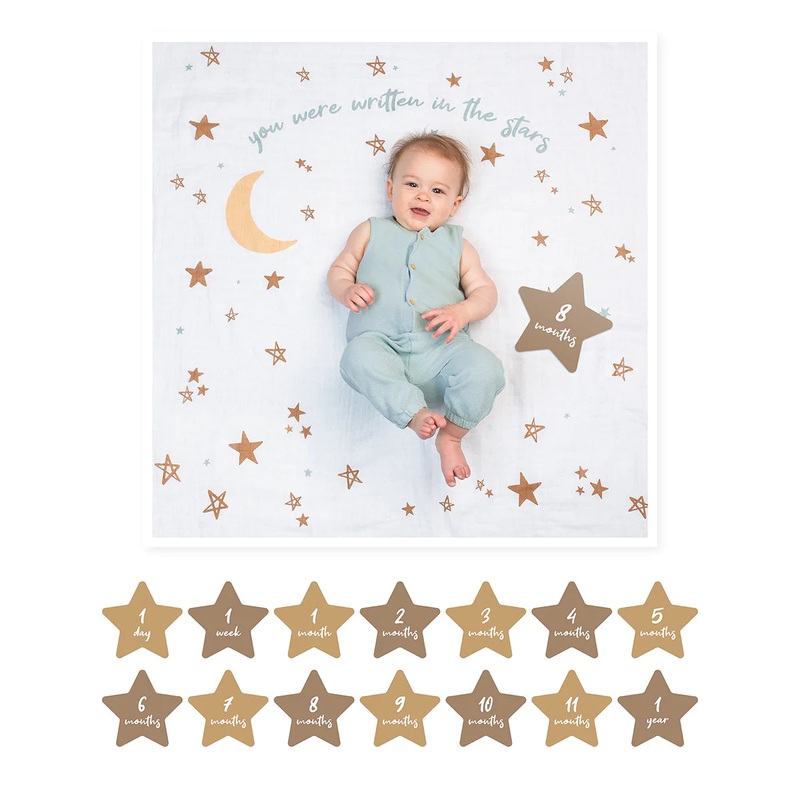 Baby’s First Year Milestone Cards and Blanket Set – Written in the Stars