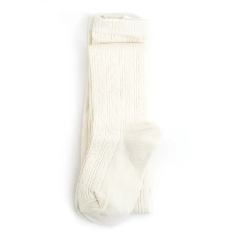 Cable Knit Tights –  Ivory 0-6 mo