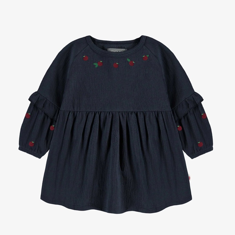 Embroidered Raglan Dress – Navy (Toddler) 6-9 m