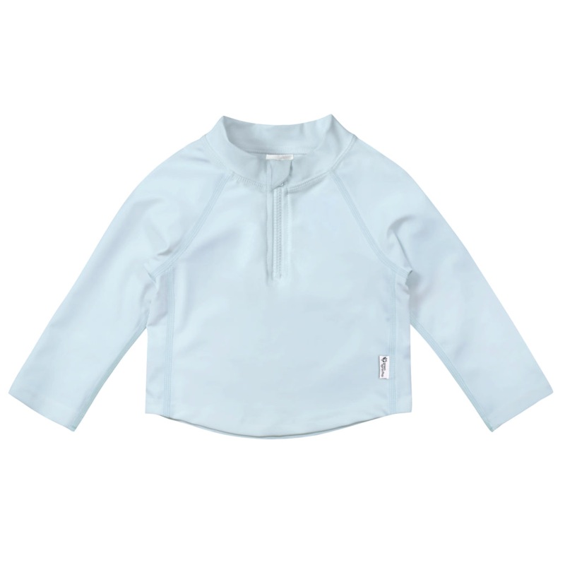 Long Sleeve Zip-Up Rash Guard – Light Blue 3-6 mo