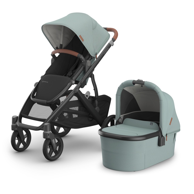 Vista V3 with Bassinet V3 – Kenzi (Mystic Aqua/Carbon Frame/Saddle Leather)