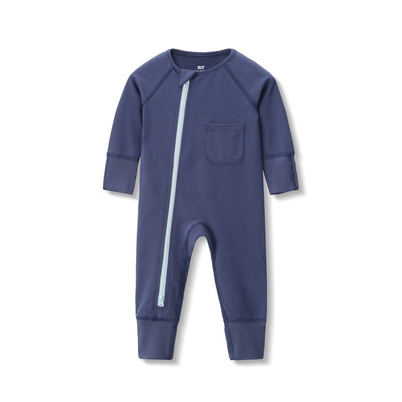 Zip Romper in Blueberry NB