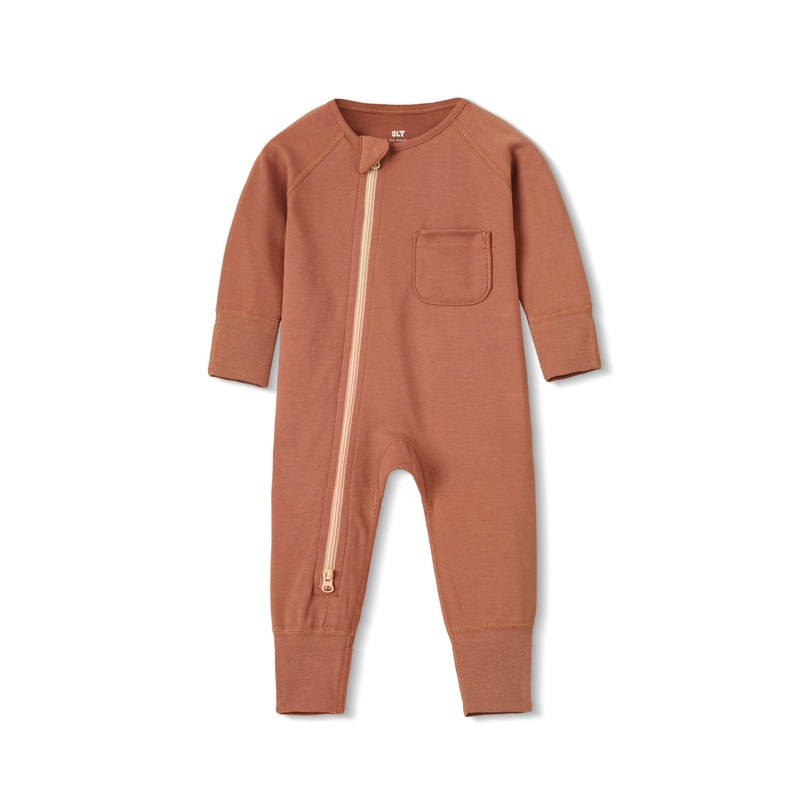 Zip Romper in Chestnut NB