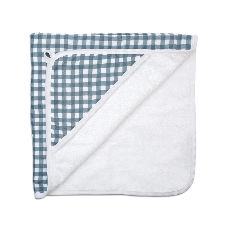Hooded Towel – Navy Gingham