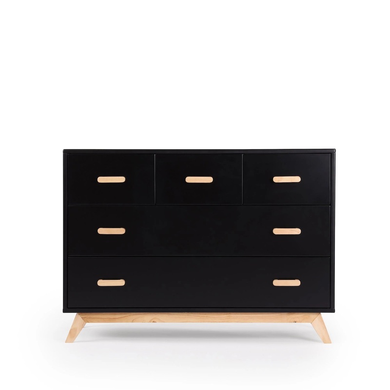Soho 5-Drawer Nursery Dresser – Black/Natural